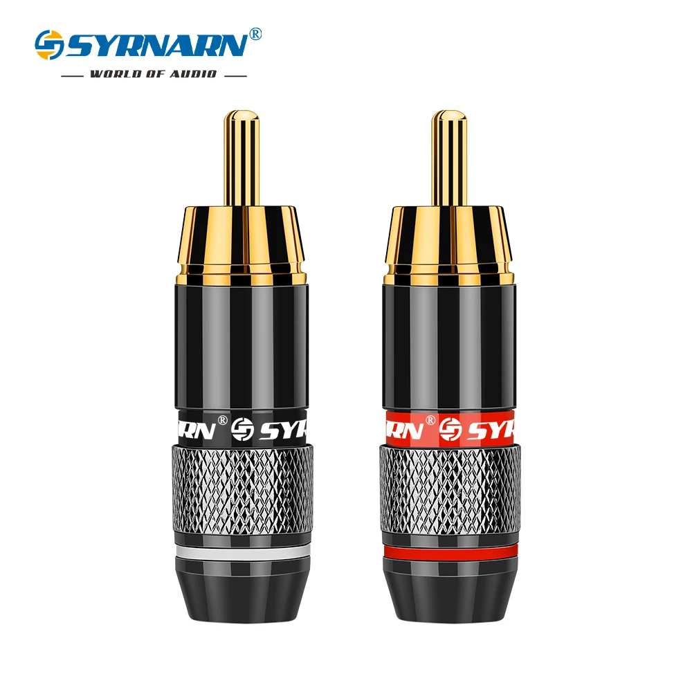 

2Pcs/1Pair Hight Quality Gold Plated RCA Connector RCA male plug adapter Video/Audio Wire Connector Support 6mm Cable black&red