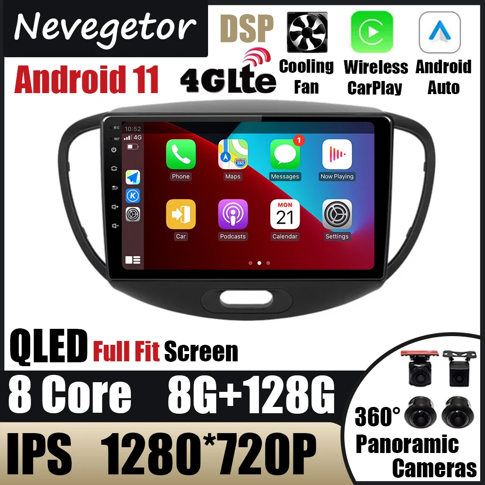 

Автомагнитола для Hyundai I10 128-2007, мультимедийный проигрыватель 2DIN на Android 11, 8 ГБ + 2013 ГБ, с GPS-навигацией, Wi-Fi, IPS