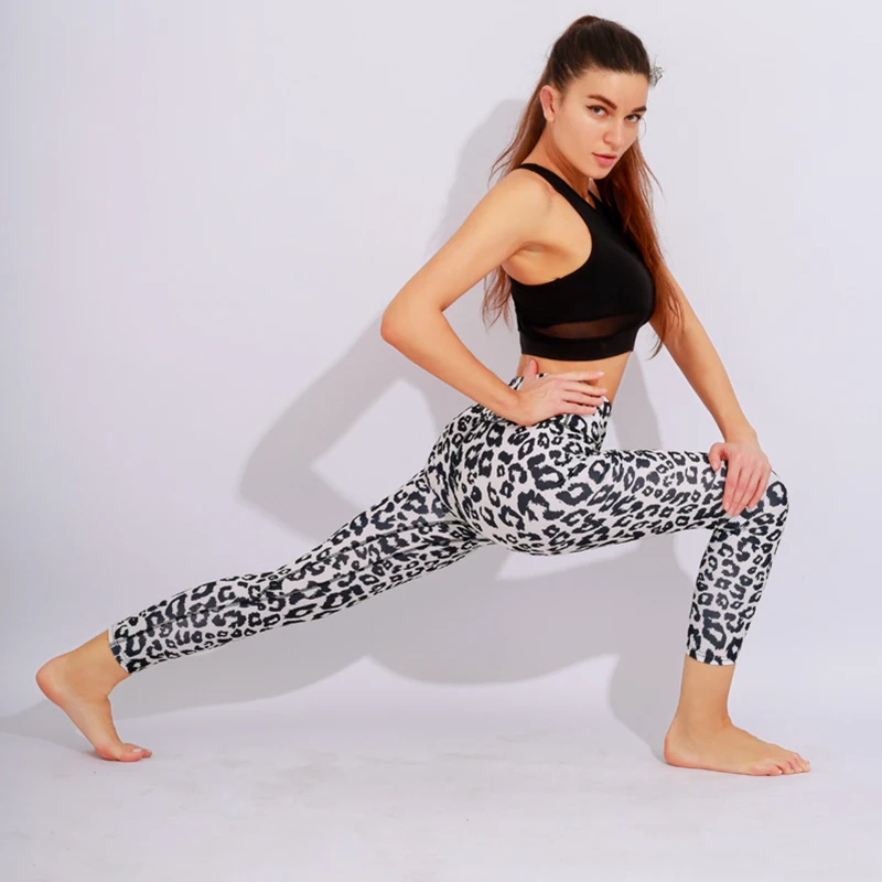 

NORMOV Casual Women Leggings Fashion Leopard Print Mid Calf Polyester Leggins Fitness High Waist Push Up Leggings Mujer