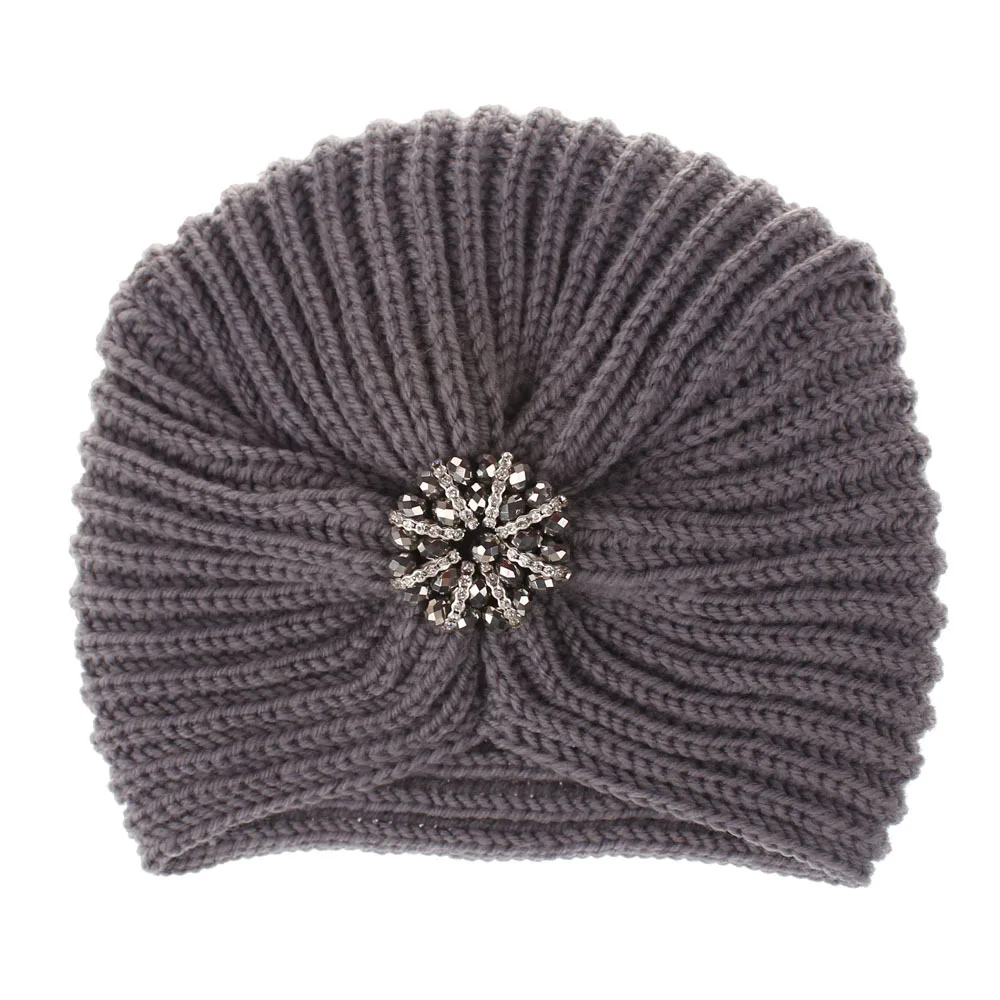 

Winter Girls Winter Knitting Turban Headband Rhinestone Hairband Hat Knit Hair Accessories Hair Jewelry