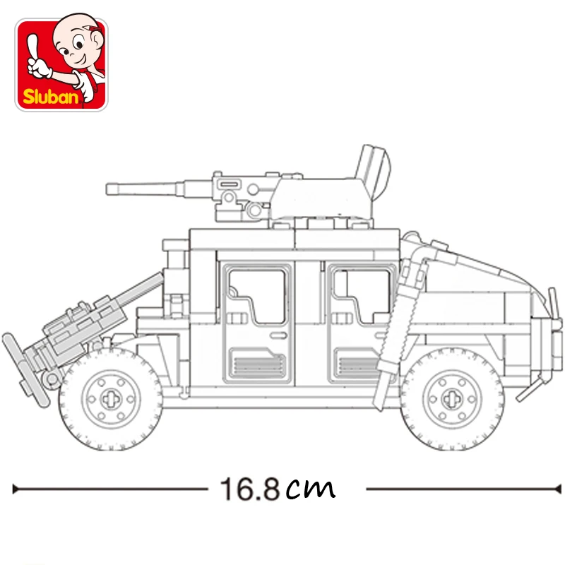 SLUBAN Военная серия Hummered Jeeped H1 армейский штурмовой автомобиль MOC солдаты фигурки