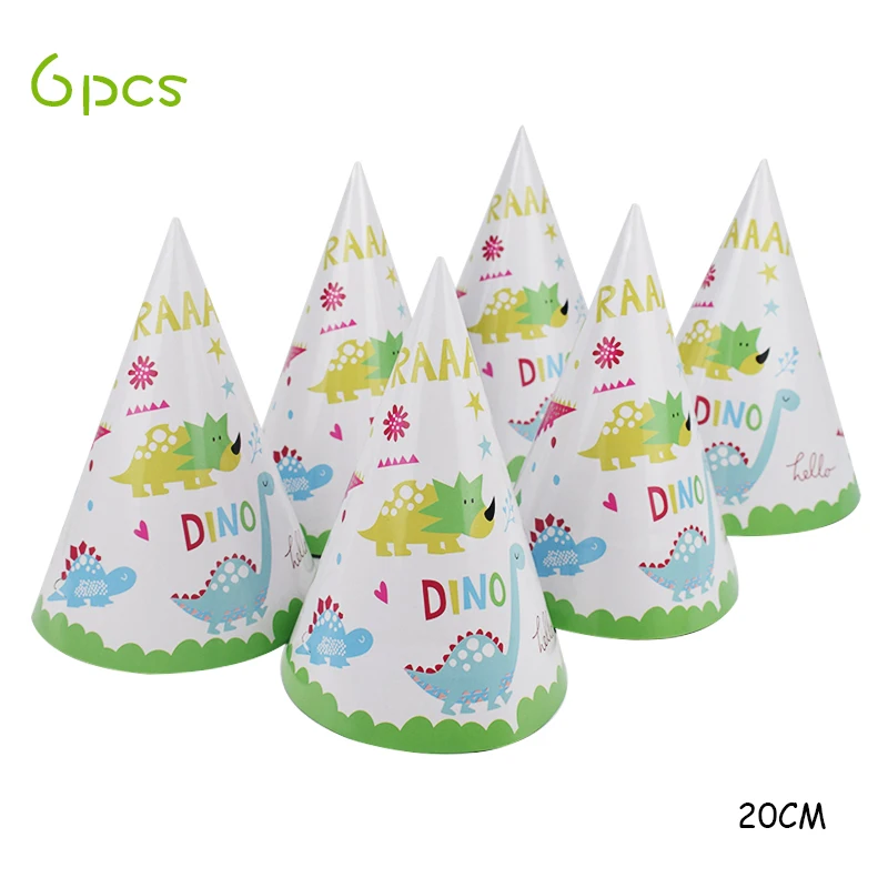 6pcs hat Мотив динозавра вечерние милый бумажный мешок подарка Беби Шауэр детский реквизит Динозавр для вечеринки детская джунгли украшения на день рождения - Цвет: 6pcs hat
