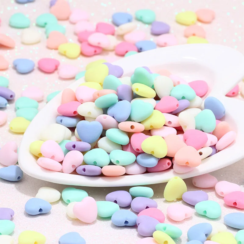 бижутерия Матовые акриловые бусины 50 шт./лот с цветными сердечками и звездами