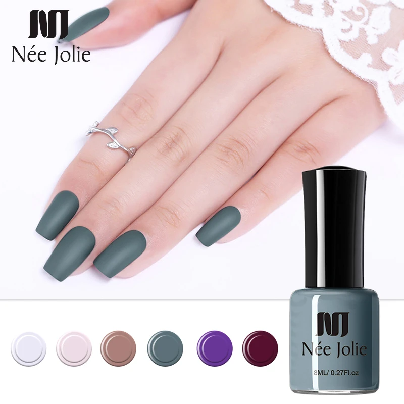 NEE JOLIE 8 мл УФ гель для ногтей Блестящий серый кофейный серий отмачиваемый Гель лак