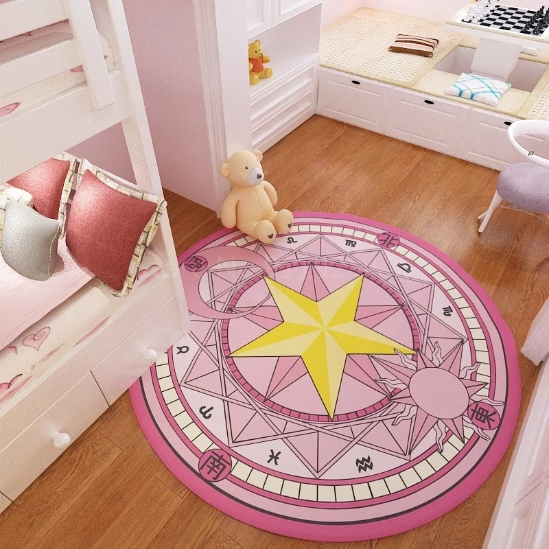 

Changeable Sakura magic carpet array bedroom Round Pink Princess Girl Sakura cartoon net red photo mat