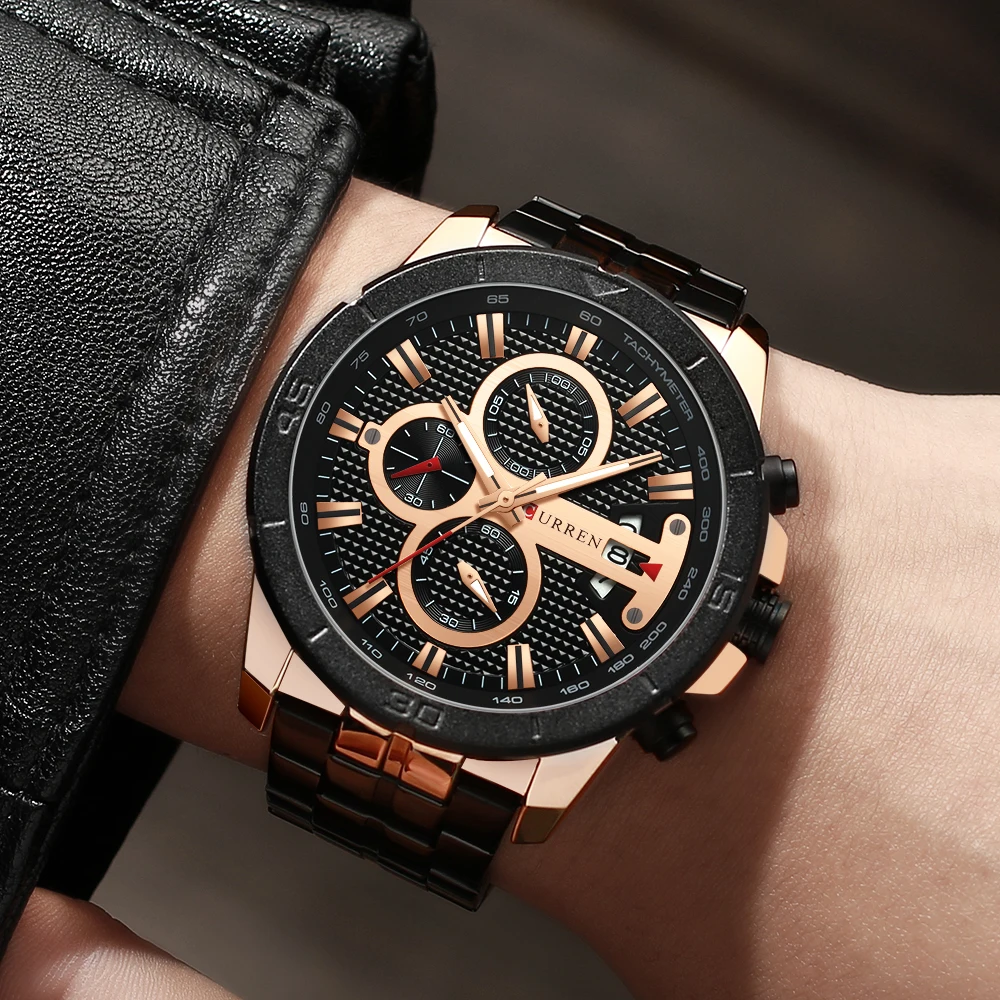 

New Luxury Brand Quartz Watches Sporty Men Wristwatch with Stainless Steel Clock Male Casual Chronograph Watch Relojes