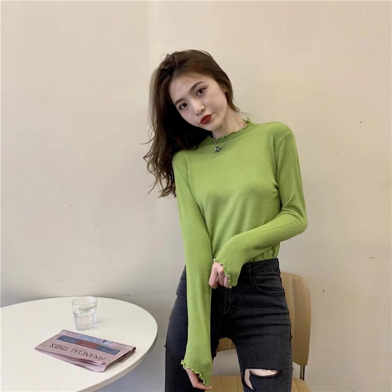 

Make firm offers basic qiu dong joker pure color black fungus and small turtle neck knitting render unlined upper garment