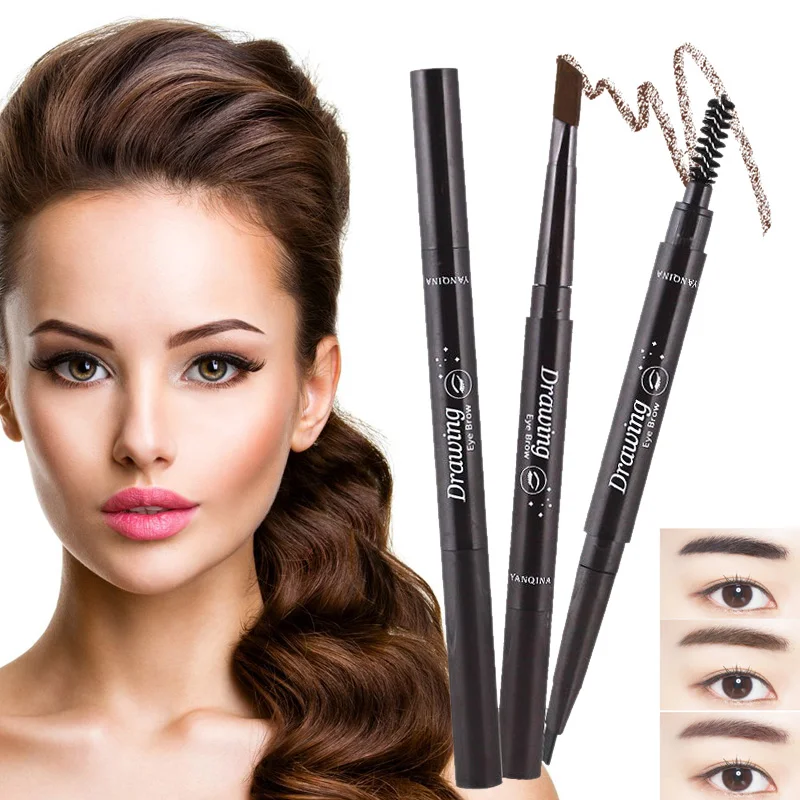 

1pcs Cosmetic Double Heads Automatic Eyebrow Pencil Waterproof Long-lasting Pen With Eyebrow Brush makeup tools Ma
