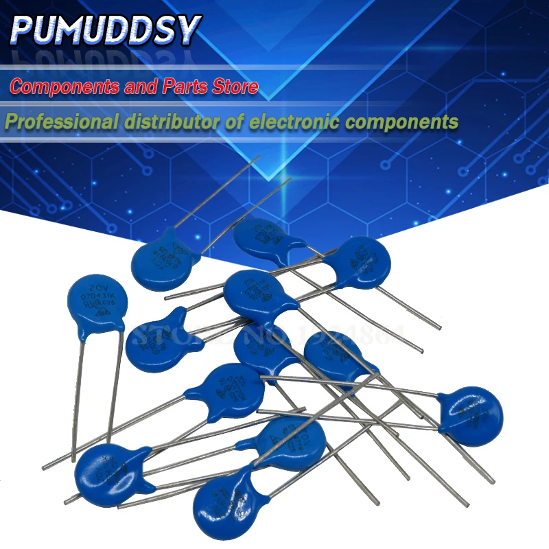 20PCS Piezoresistor Varistor Series 7D 10D 14D 7D151K 7D220K 10D101K 10D330K 14D471K 14D220K 7D431K 10D621K 10D561K Resistor - купить по