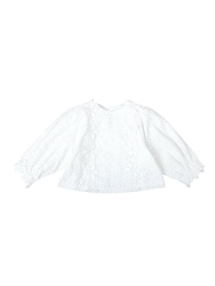 

Girls' Bottoming T Shirt Spring 2021 New Puff Sleeve Children's Clothes Foreign Embroidery Top Tide