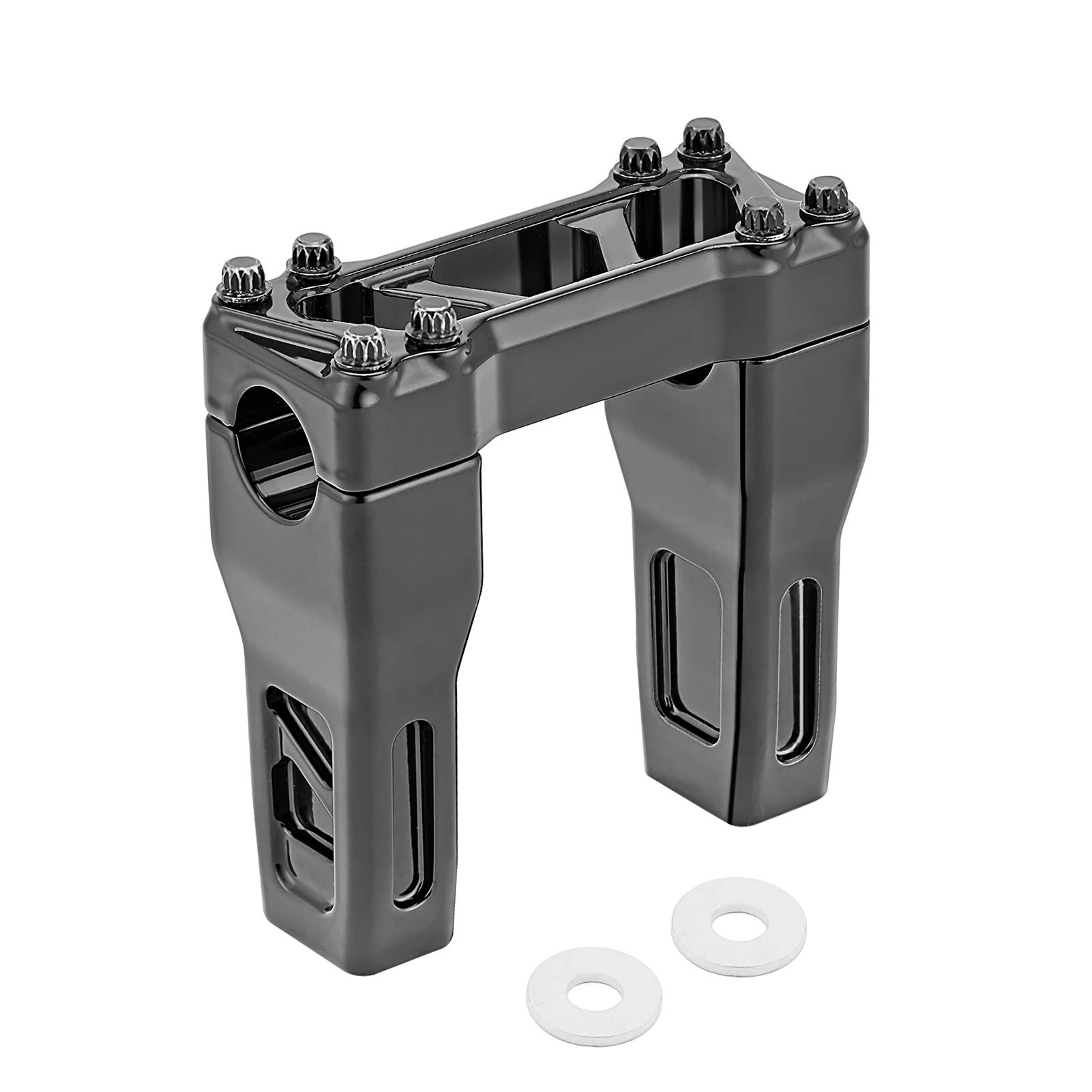 

4" Riser Handlebar Clamp Gloss Black Aluminium For Harley Dyna Fat Bob/Softail Breakout /Touring Road Glide Fit 1-1/4" Handlebar