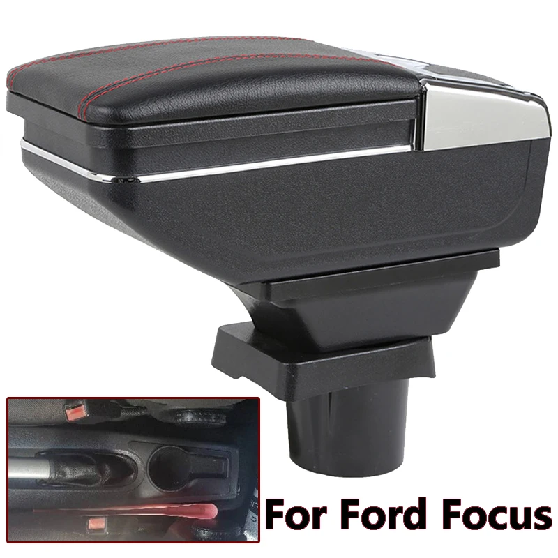 

Подлокотник для Ford Focus, центральный контейнер для хранения с подстаканником и пепельницей, зарядка через USB