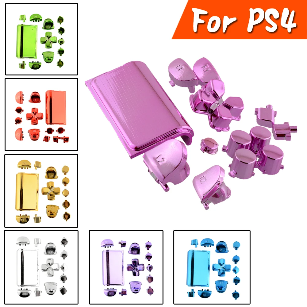 1set 7colors Chrome Joysticks D-pad R1 L1 R2 L2 Full Set Direction Key ABXY Buttons For Sony PS4 Pro JDS-040 JDM-040 Controller |