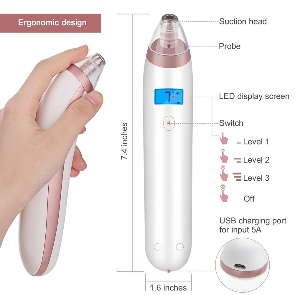 

Electric Blackhead Remover Vacuum Acne Comedone Extractor Facial Pores Cleanser Face Deep Nose Cleaner Pimple Removal