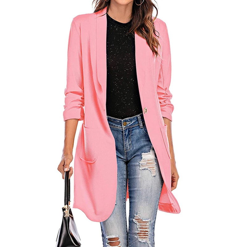 

Female Suit Jackets Temperament Slim Suit Jacket Autumn Fashion Lapel Single Button Streetwear Jacket Casual Solid Color Jackets