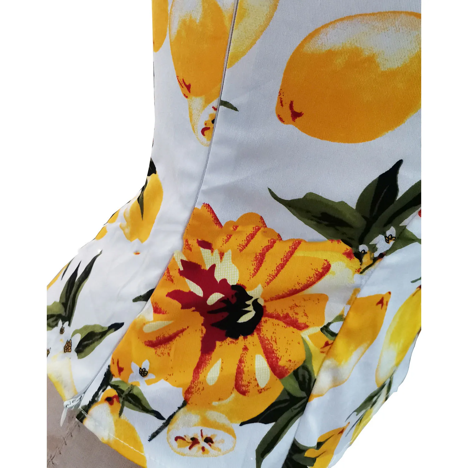 

Summer Vintage 50s 60s Top Shirt Lemon Yellow White Printed Button Halter Pinup Retro Shirts Cropped Tops Shirts Rock Clothing