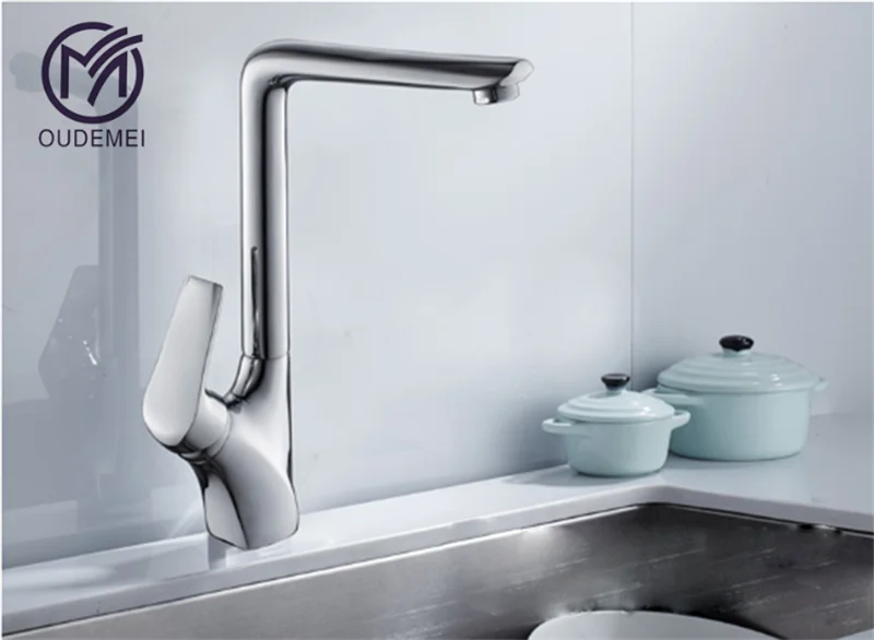 

Brass Chrome Polished Deck Mounted Single Handle Single Hole Sink Tap Mixer Kitchen Faucet Water Mixer Tap