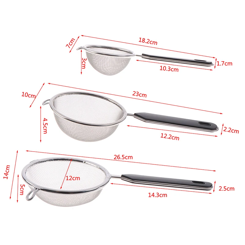 

3Pcs/ Set Fine Mesh Stainless Steel Strainer Professional Sieve Colander