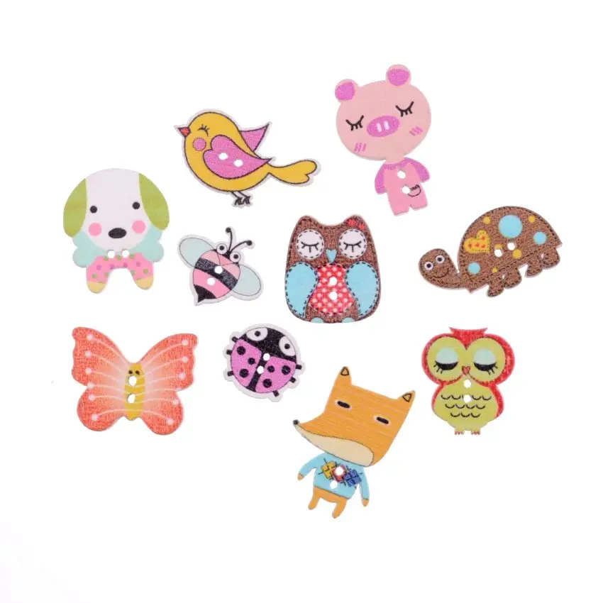 

30 шт., деревянные пуговицы для скрапбукинга