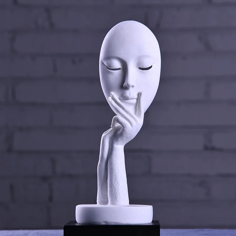

BUF MODERN HOME DECORATION FASHION ABSTRACT MASK ORNAMENT STATUE HANDMADE SANDSTONE CRAFT ART COLLECTION GIFT SCULPTURE