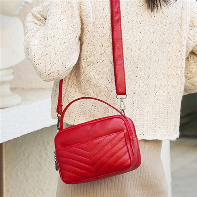 

New Fashion Women One-shoulder Small Square Bag All-match Soft Leather Lady Messenger Bag Large Capacity Shoulder Bag For Female