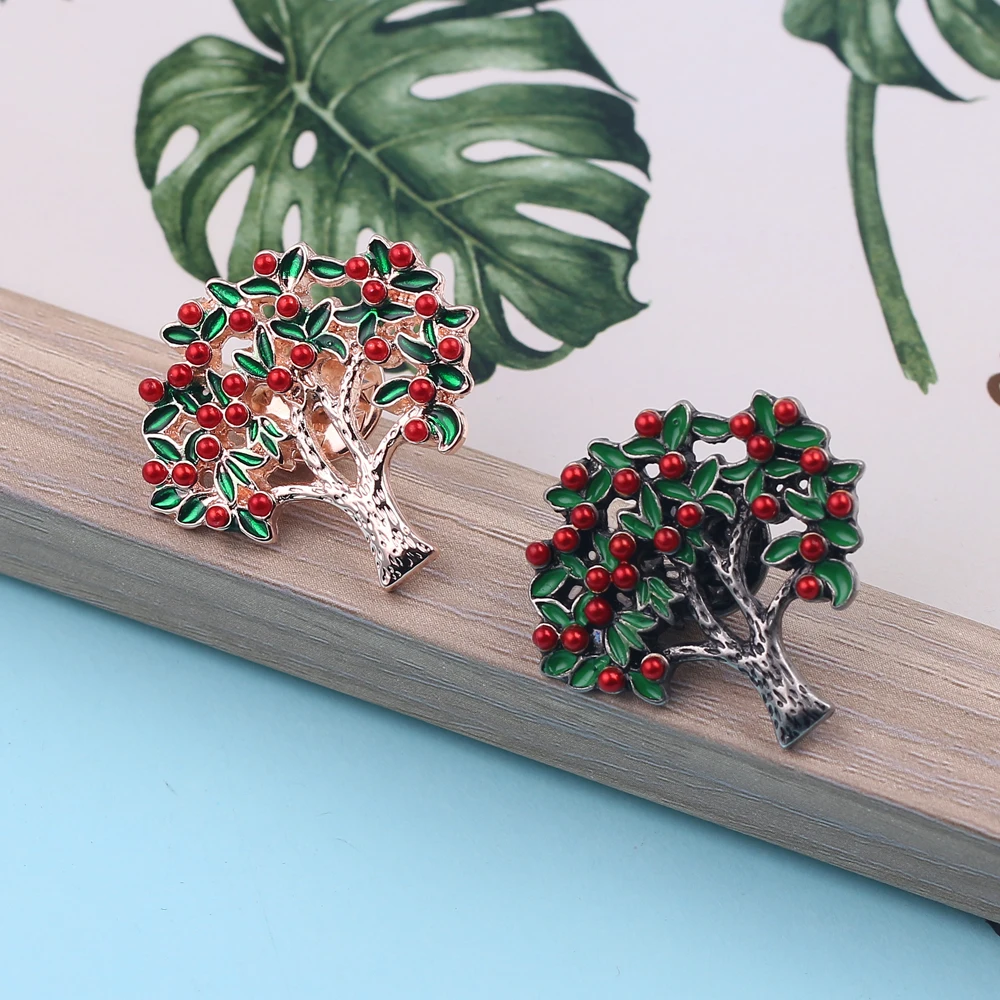 Креативный дизайн брошь в виде дерева жизни металлический значок с красными