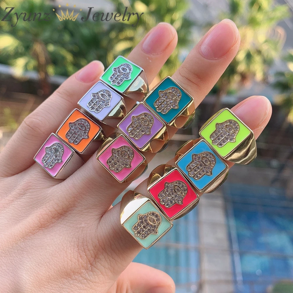 10 шт. женские кольца в стиле панк с эмалью счастливая улыбка лицо звезда сердце