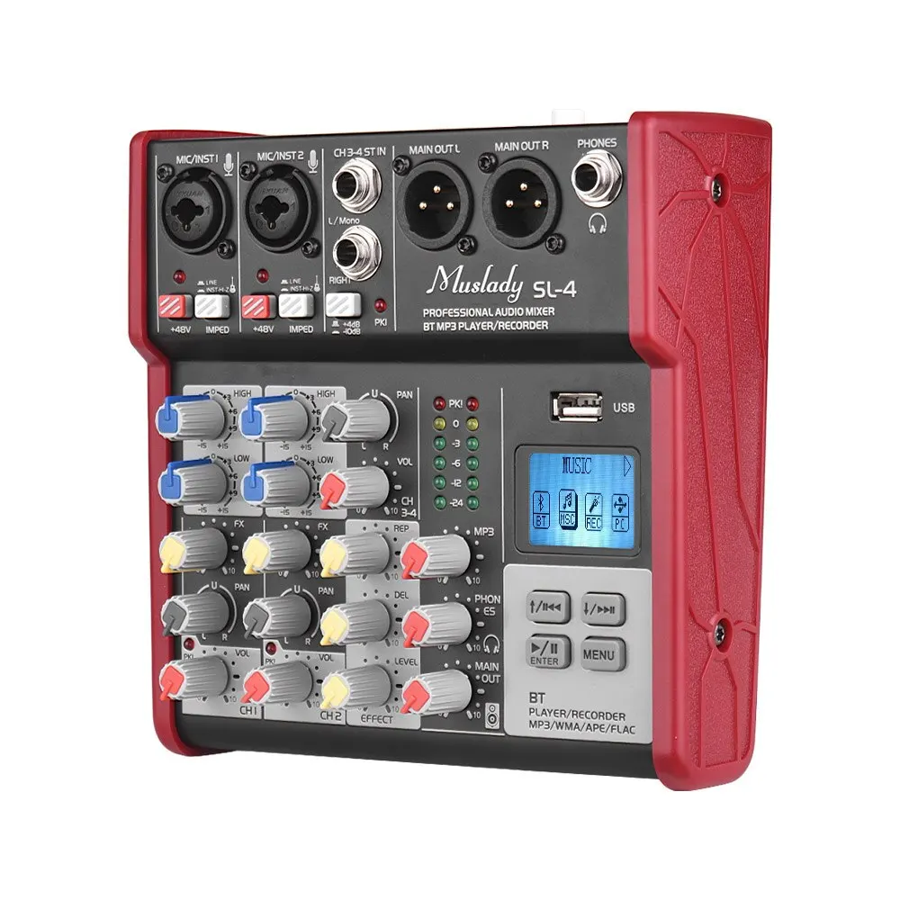Микшерная консоль Muslady компактного размера 4 канала миксер 2 полосный EQ