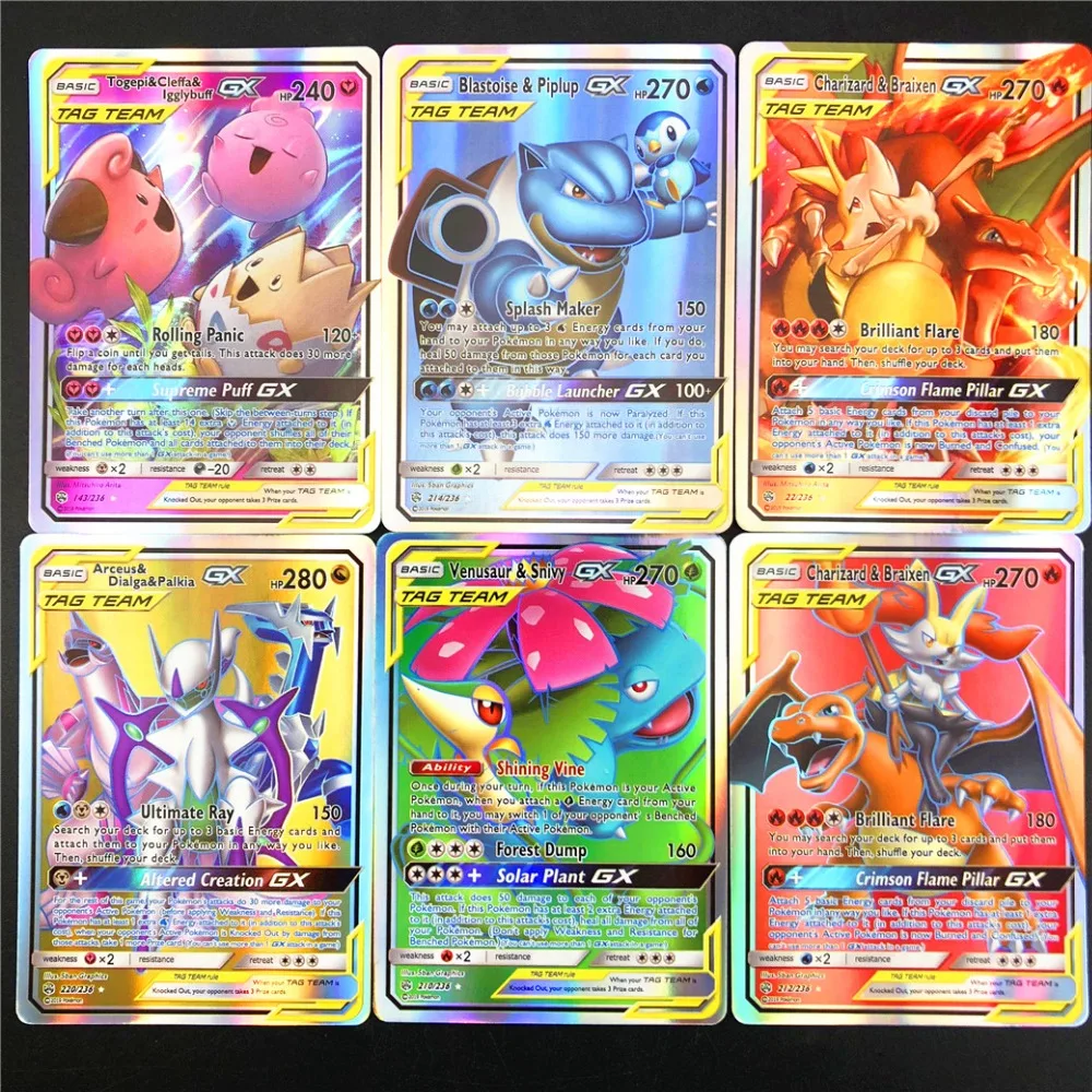 Высокое качество 10-300 шт Pokemones карты Tag Team GX EX Мега карты Pokemones английские карты PIKACHU игрушки для детей подарок