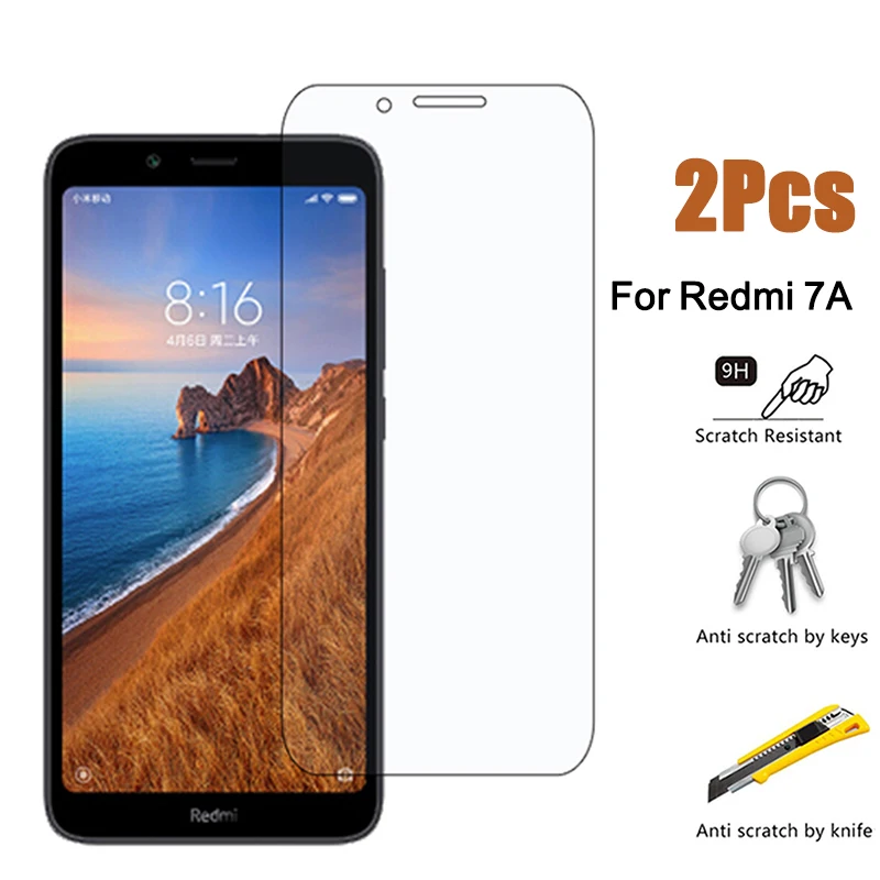 2 шт защитное стекло на xiomi redmi 7a протектор экрана закаленное для Xiaomi 7A xaomi полное