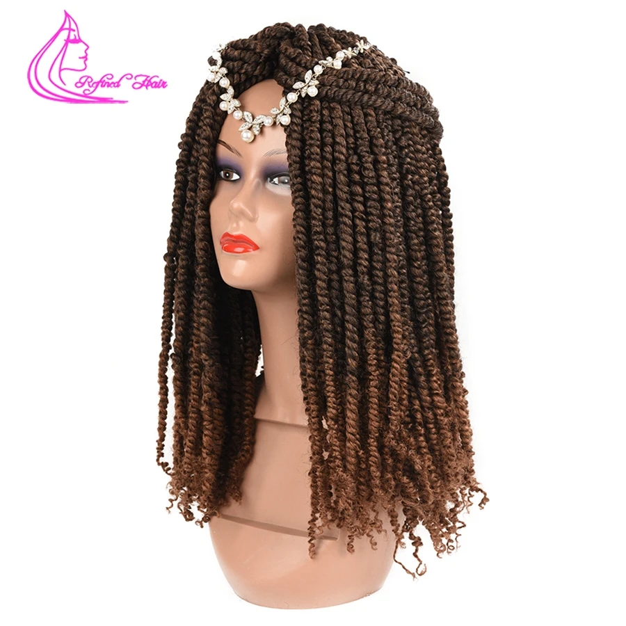 

Refined Pre twisted Spring Twist Synthetic Crochet Hair 18inch Long Crotchet Braids Pre looped Fluffy Bomb Braiding braid