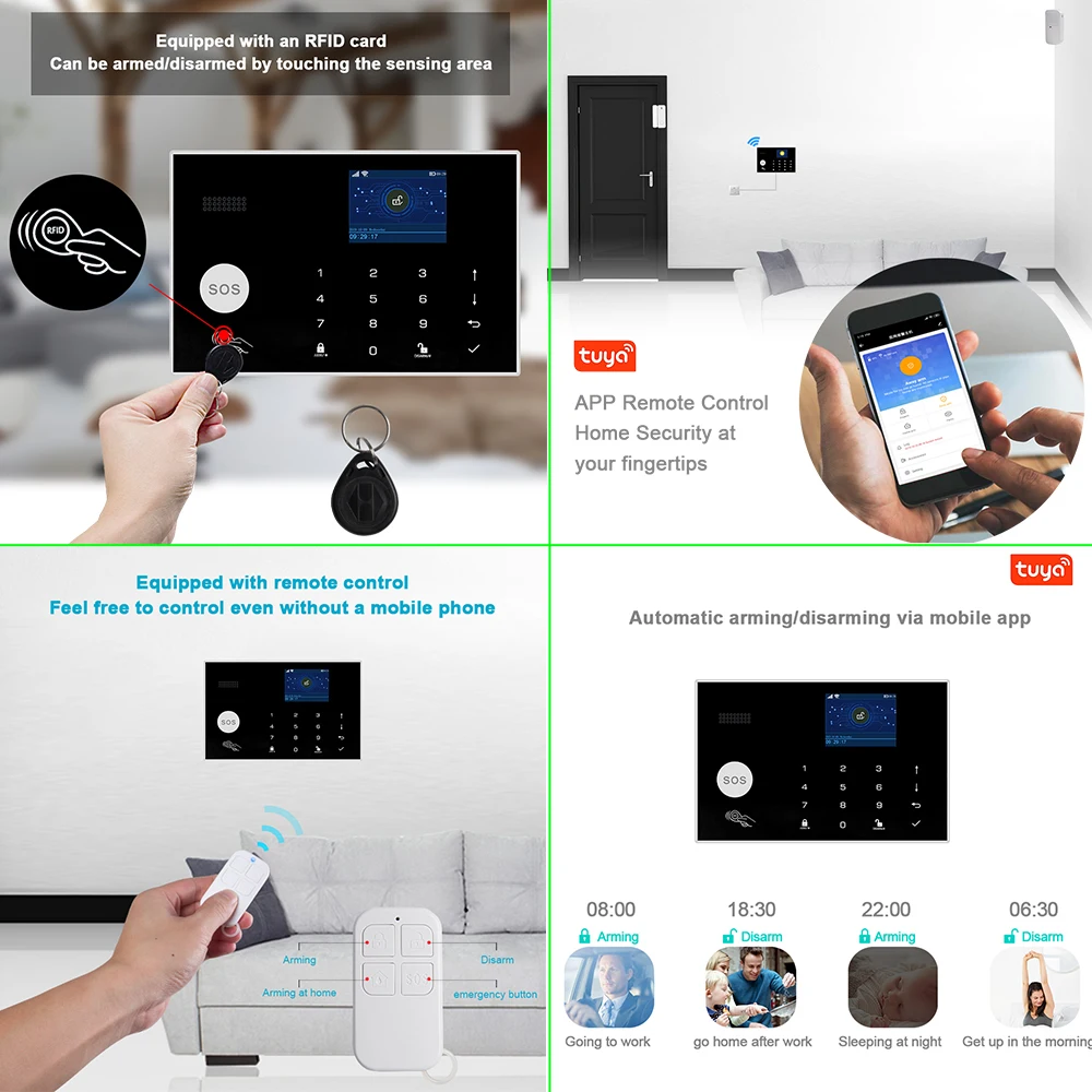 Awaywar Tuya 433 МГц Беспроводная wifi GSM RFID система охранной сигнализации комплект приложение дистанционное управление охранный умный дом PIR дверной детектор