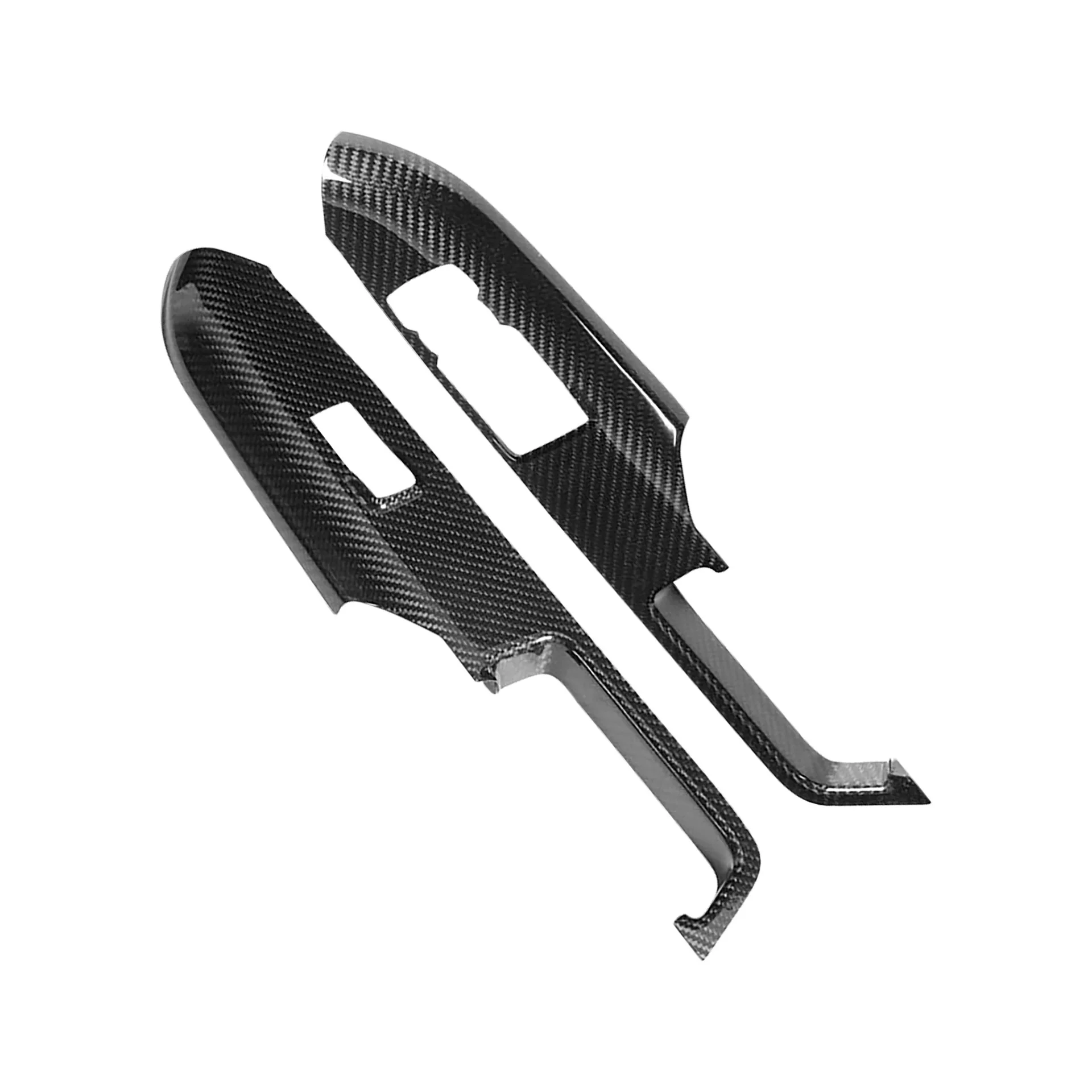 

2Pcs Real Carbon Fiber Car Window Lift Switch Panel Stickers For Mustang 2015-2019