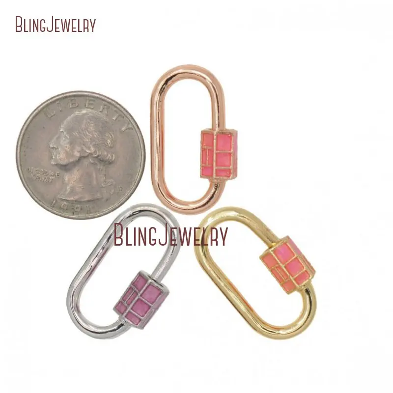 Розовый Золотой овальный замок с инкрустацией, овальная форма, винтовая застежка, замок с карабином, замок 16x28 мм FC29912