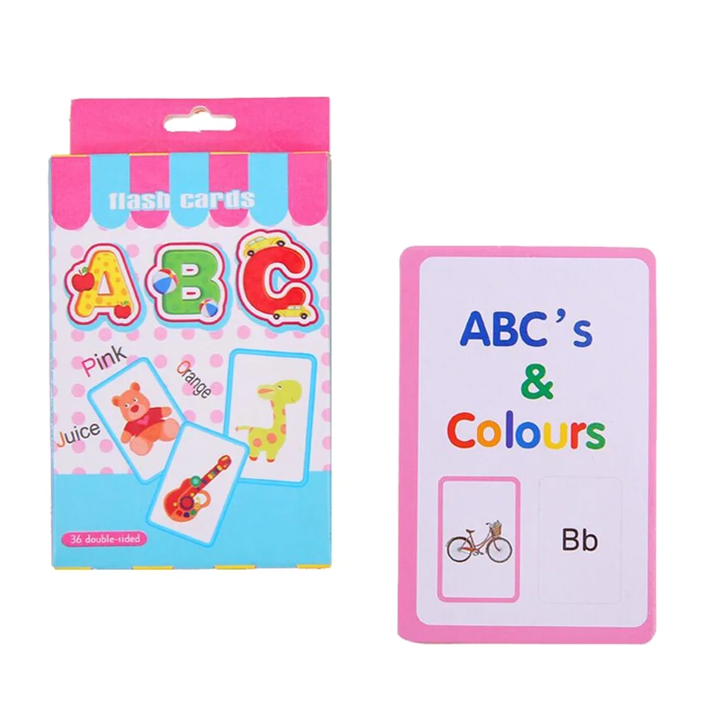 

Alphabet Color Picture Flash Cards Educational Learning Aids Two-sided 36pcs