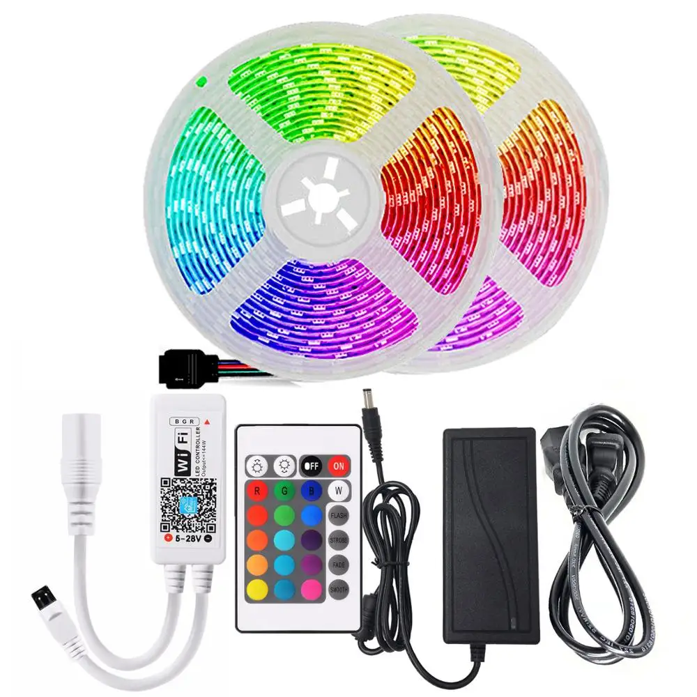 LEADLY 5/10/15M Wifi LED Strip Light RGB 5050 2835 Flexible Ribbon Led Tape Diode DC 12V String Strips | Лампы и освещение