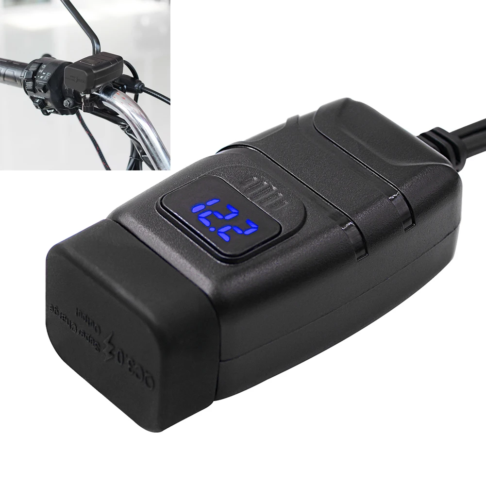 Зарядное устройство для мотоцикла Dual QC3.0 быстрое зарядное устройство 12 В Автомобильное зарядное устройство с переключателем и цифровым Вольтметр для iphone samsung huawei