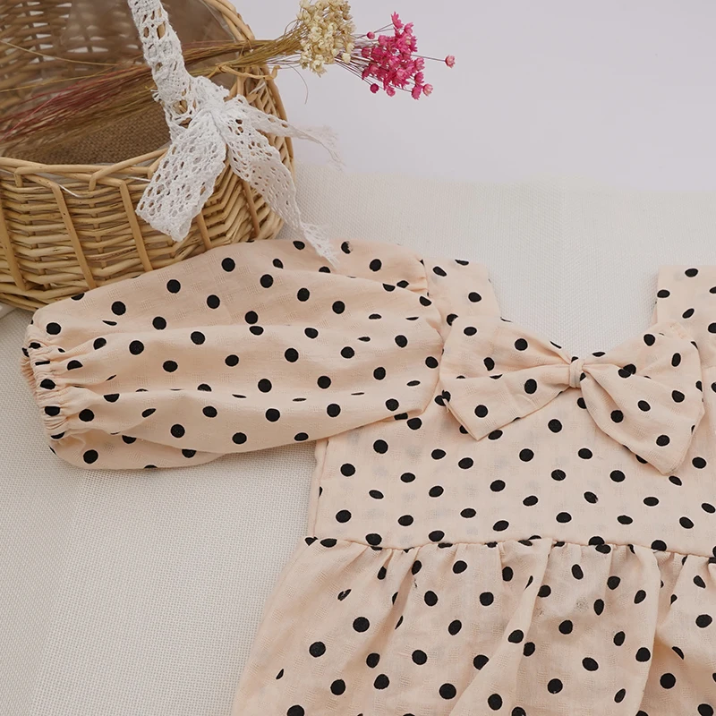 Модный комбинезон для новорожденных 2021 льняной мягкий повседневный в горошек с