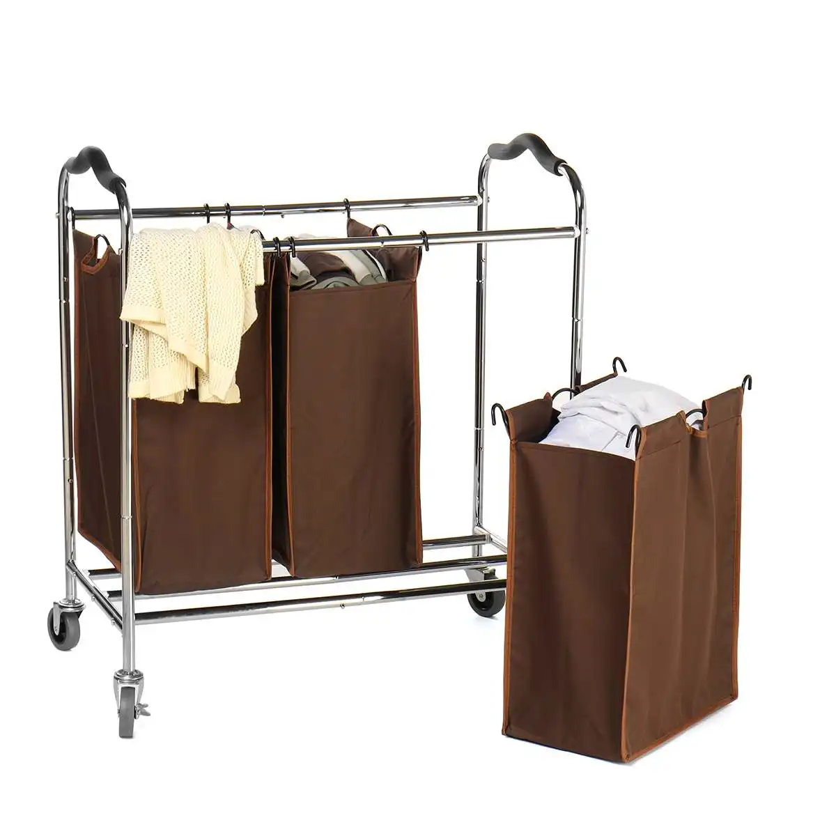 

34'' Removable Laundry Basket Organizer Heavy Duty Laundry Hamper Cart with Removable Bags and Brake Casters For Home Hotel