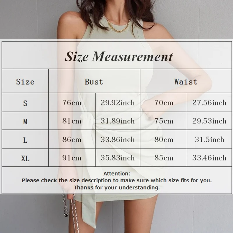 

Summer Dress Women's Knitted Solid Color Round Neck Sleeveless Vest Irregular Lace Pleated High Waist Slim Dress