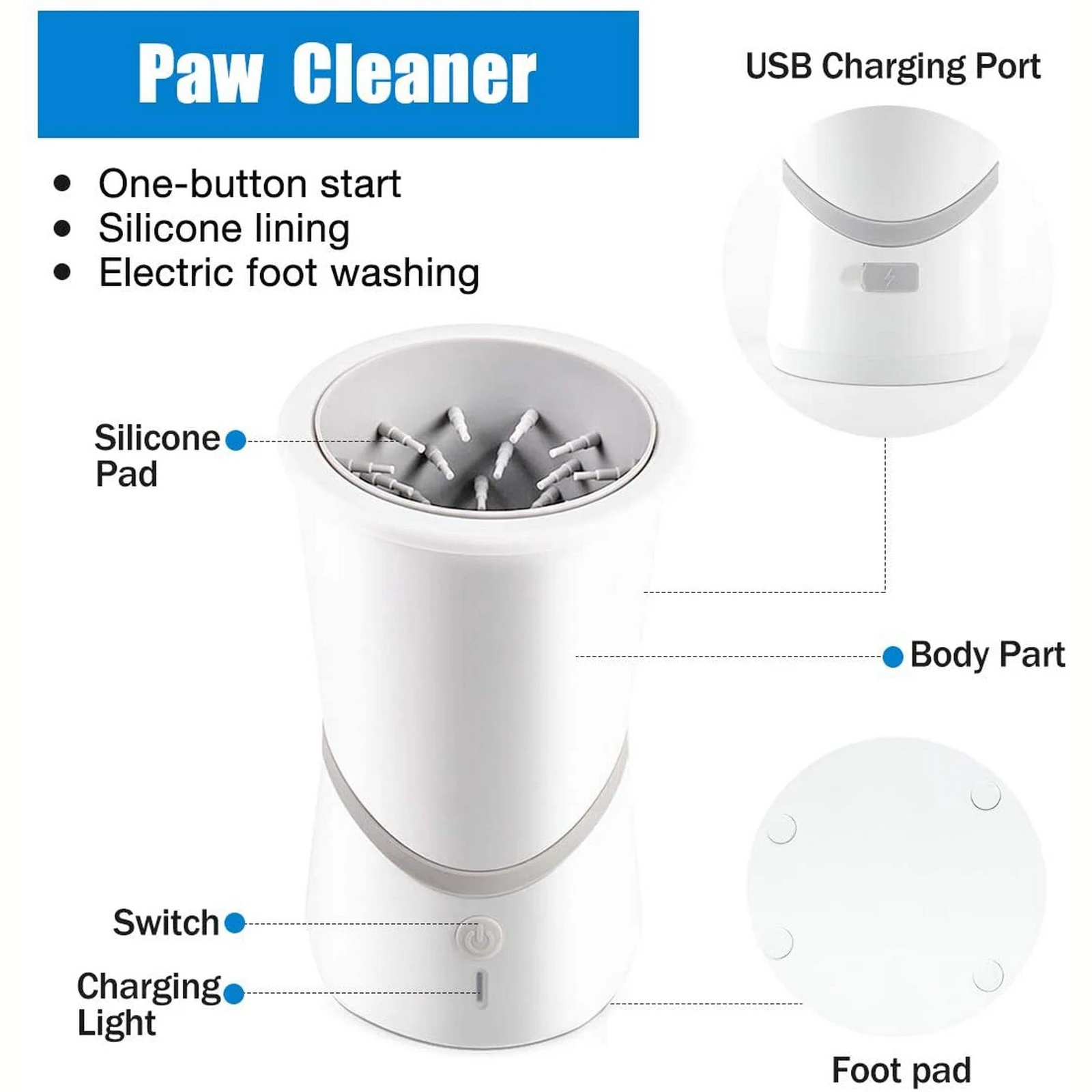 

Dog Paw Cleaner Cup USB Electric Portable Outdoor Pet Towel Foot Wash Dog Paw Cleaning Brush Quick Foot Washing Dog Paw Cleaner