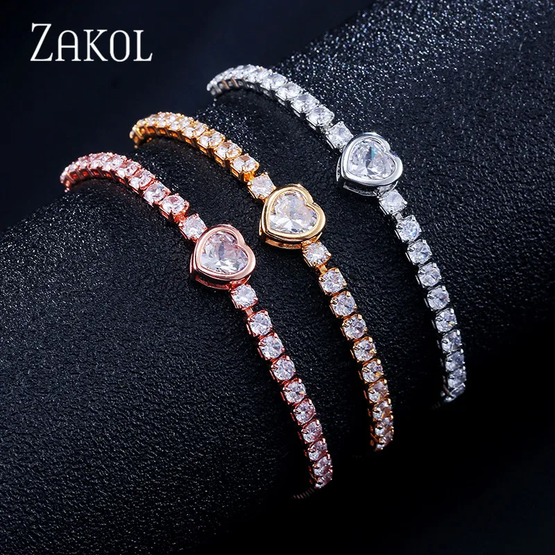 Новинка, Круглый Теннисный браслет ZAKOL для женщин, блестящие браслеты с кубическим цирконием и брелоками, женские свадебные ювелирные изделия, FSBP2140