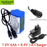 varicore protect 7 4 v 6000mah 8 4v 18650 li lon battery bike lights head lamp special battery pack dc 5 52 1mm 1a charger