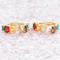 new gold color letter ring for women trendy a z initials rainbow cz cubic zircon adjustable copper rings for femme jewelry gift