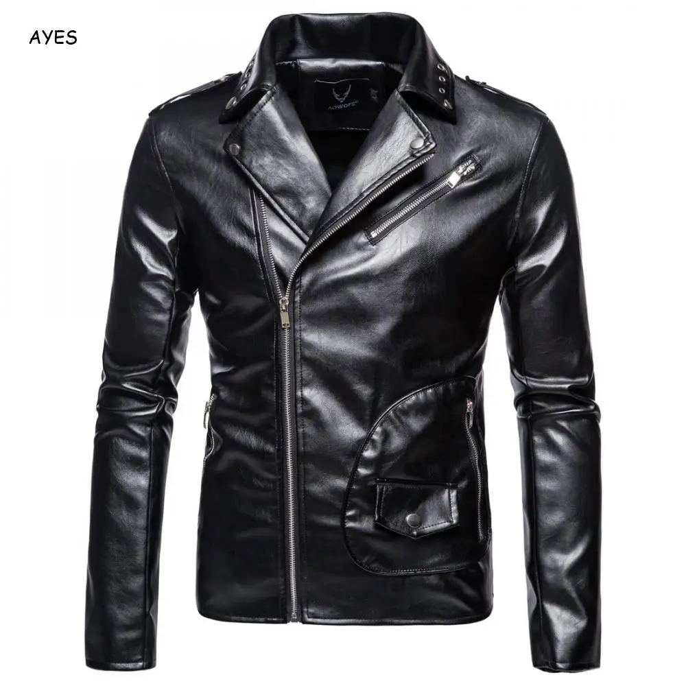 

Мужская тонкая куртка из искусственной кожи размера плюс M-5xl 2020 Мужские Винтажные байкерские куртки в стиле панк мужское зимнее пальто для ...