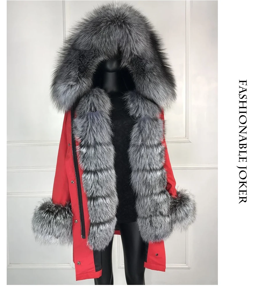 Новые чернобурки меховой парка пальто женские трикотажные silver fox меховой подкладке парки Черный зимой толстые Настоящее пальто с мехом теплые женские верхняя одежда
