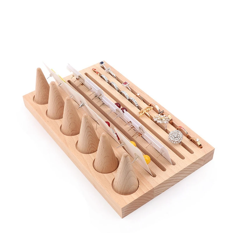 Натуральное деревянное кольцо на палец стенд ювелирный дисплей держатель