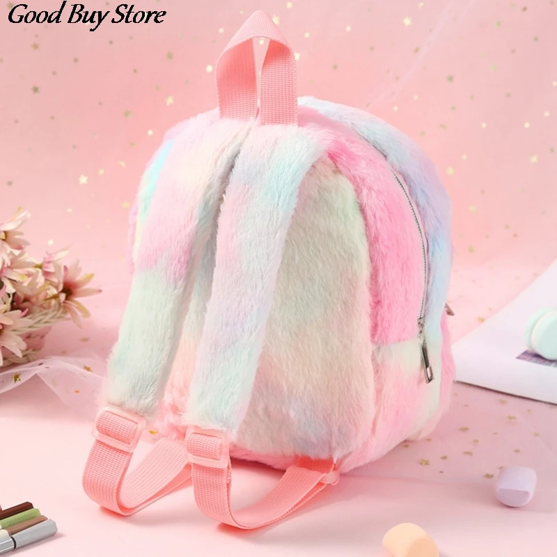 Cute Animal Fashion Backpack Children Soft Fur Schoolbag Winter Autumn Comfortable Kidergarten Kids Child Plush Backpacks Purse