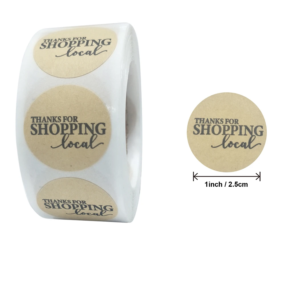 

Round Kraft Handmade with Love Stickers 500pcs Roll,Thanks for Shopping Local Stickers Labels for Bakeries, Small Business