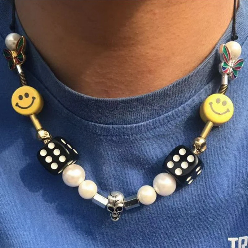 

Original 7Rings Vintage Hip Pop Style Unisex Butterfly Smile Face Dice Skull Popular Fashion String Necklace Jewelry Accessories